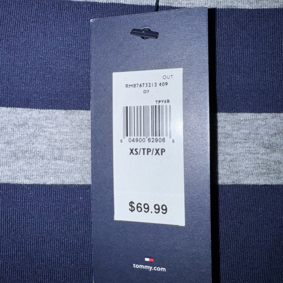 🔥NWT Tommy Hilfiger Striped Dress XS Navy White - Picture 2 of 6